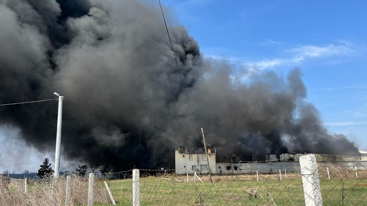 Tekirdağ'da Fabrika Yangınına Hızla Müdahale Ediliyor