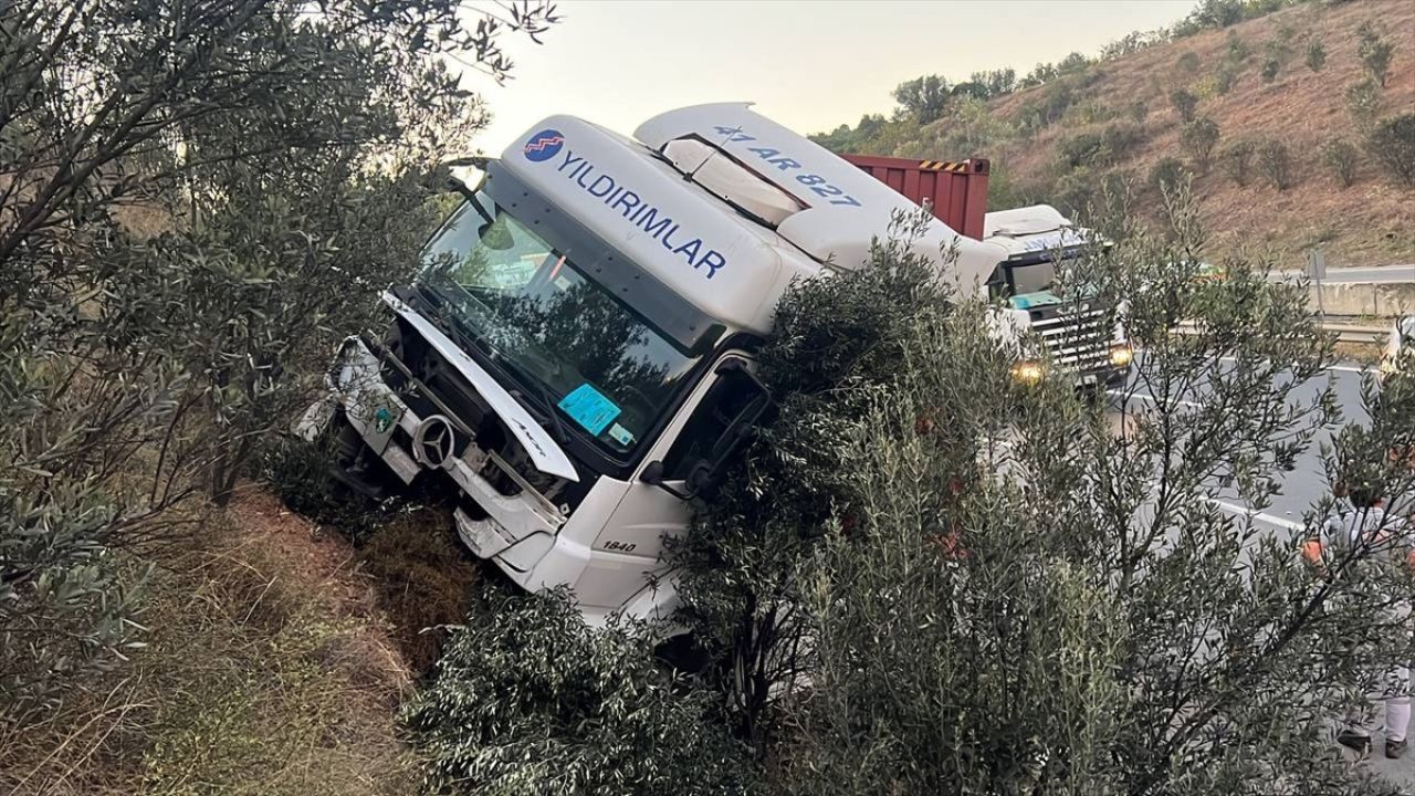 Kocaeli'de Yoldan Çıkan Tırın Sürücüsü Yaralandı