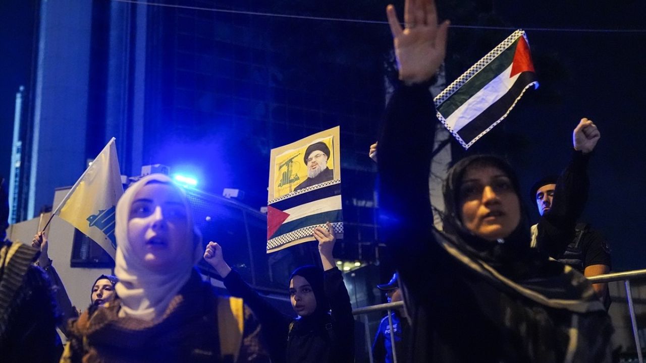 İstanbul'da Hizbullah Lideri Nasrallah'a Yönelik Protesto