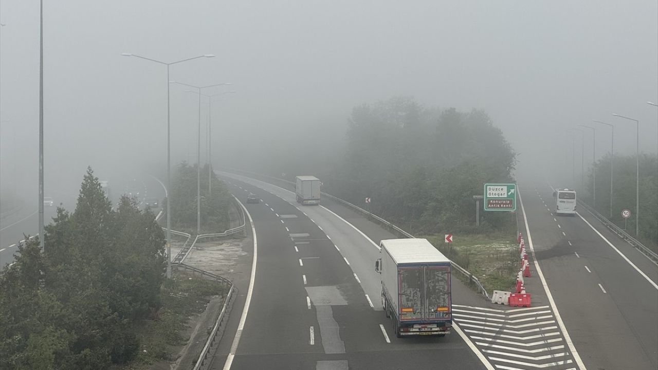 Düzce'de Görüş Mesafesini Düşüren Sis Etkili Oldu