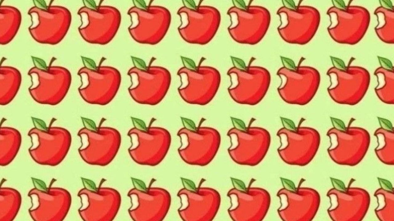 Gözleri mercek gibi olanlar resimdeki farklı elmayı bulabiliyor! 10 saniye süreniz var