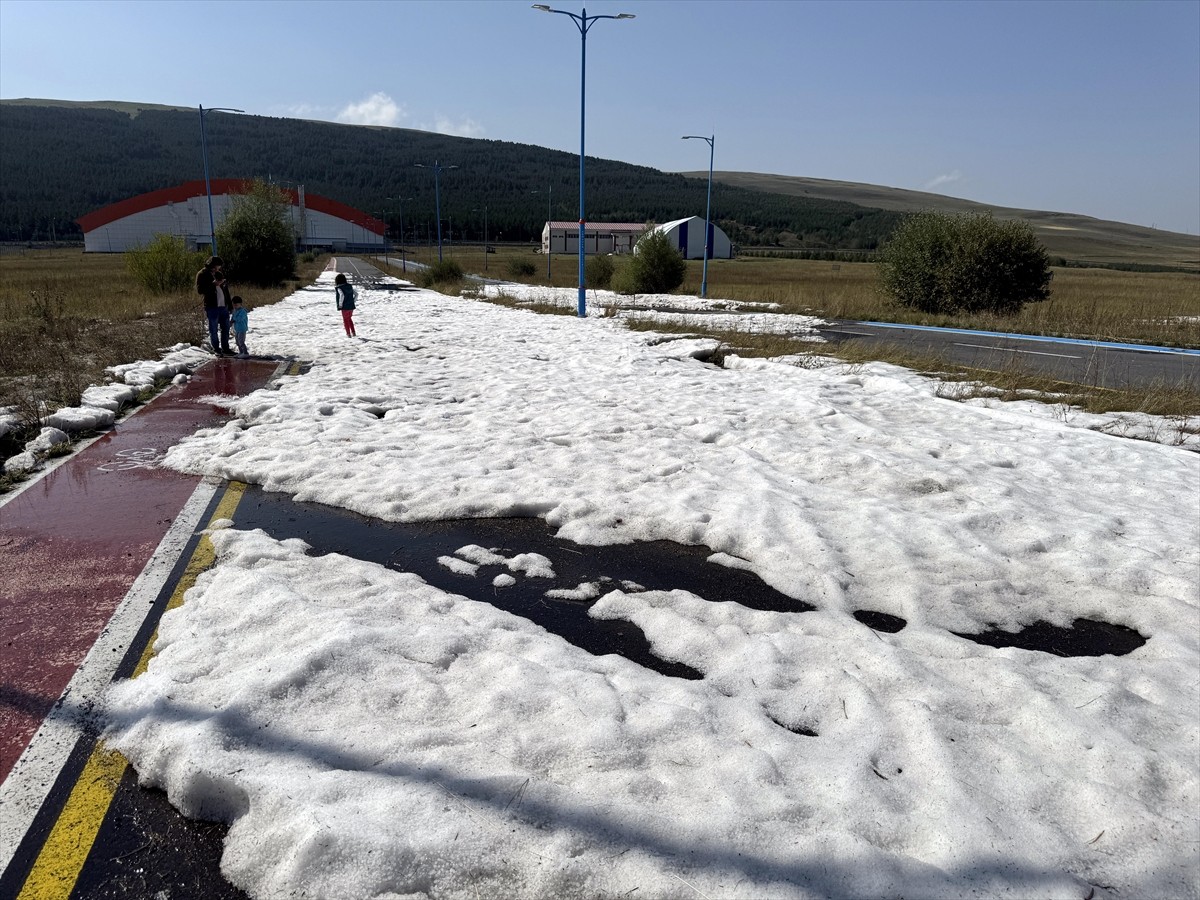 Ardahan'da il genelinde akşam başlayan sağanak, gece ve sabaha doğru yerini şiddetli doluya...