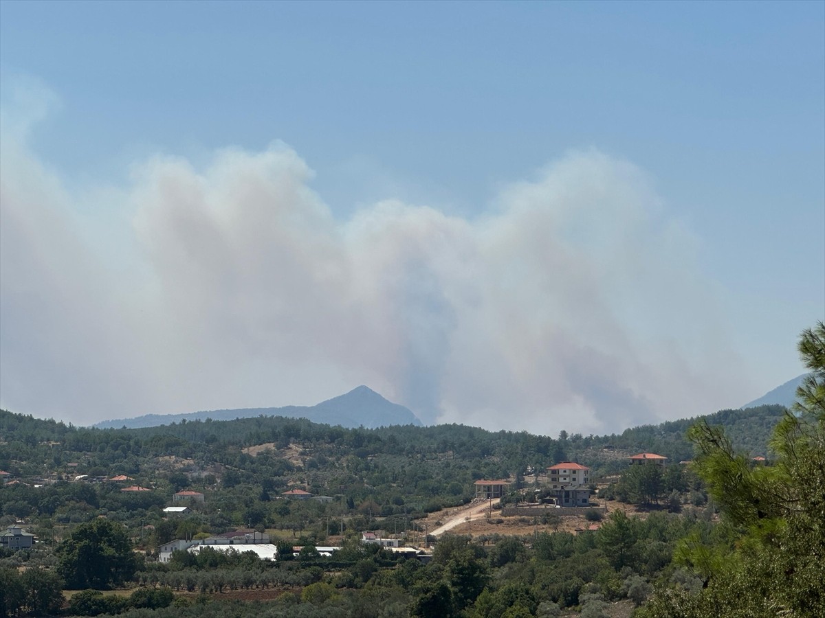 Muğla'nın Menteşe ilçesinde ormanlık alanda çıkan yangına havadan ve karadan müdahale...