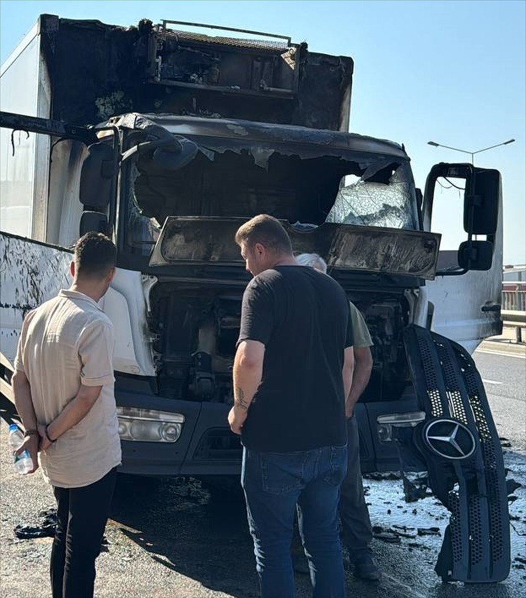 Tuzla'da zincir markete ait sevkiyat kamyonunda çıkan yangın itfaiye ekiplerince söndürüldü....