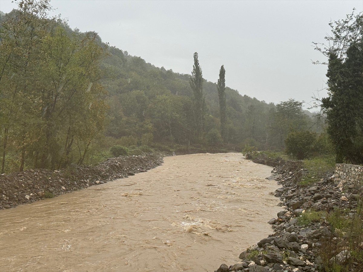 Bartın'da etkili olan kuvvetli yağış yaşamı olumsuz etkilerken, Bartın Irmağı'nın taşma riskine...