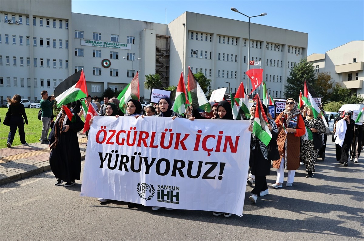 Ondokuz Mayıs Üniversitesi (OMÜ) öğrenci toplulukları, İsrail'in Filistin'i işgalinin birinci...