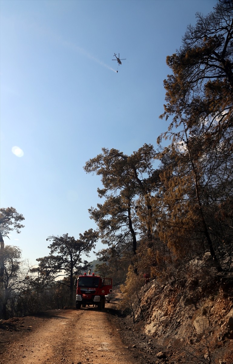 Muğla'nın Menteşe ilçesindeki orman yangını, havadan ve karadan müdahaleyle kısmen kontrol altına...