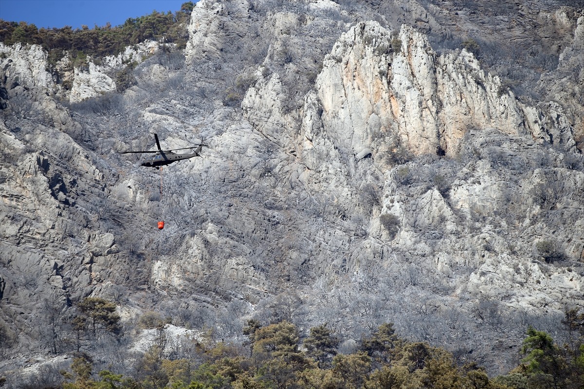 Muğla'nın Menteşe ilçesindeki orman yangını, havadan ve karadan müdahaleyle kısmen kontrol altına...