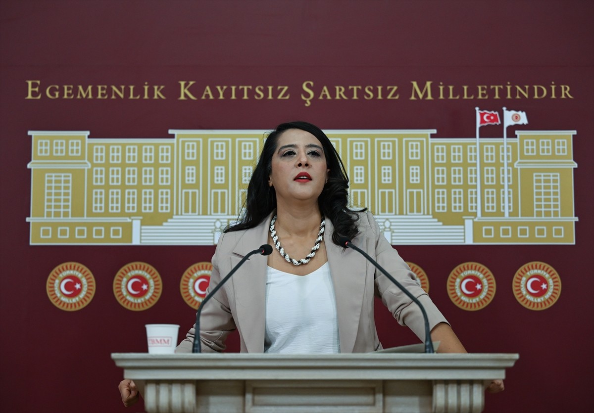 Emek Partisi (EMEP) Gaziantep Milletvekili Sevda Karaca Demir, TBMM'de basın toplantısı...