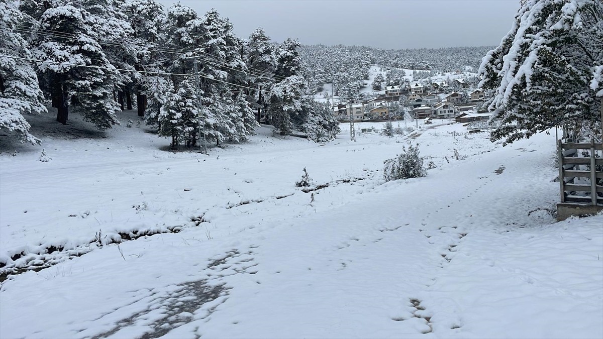 Sivas'ın yüksek kesimlerinde kar yağışı etkisini gösterdi. Koyulhisar ilçesinde, çam ağaçlarıyla...