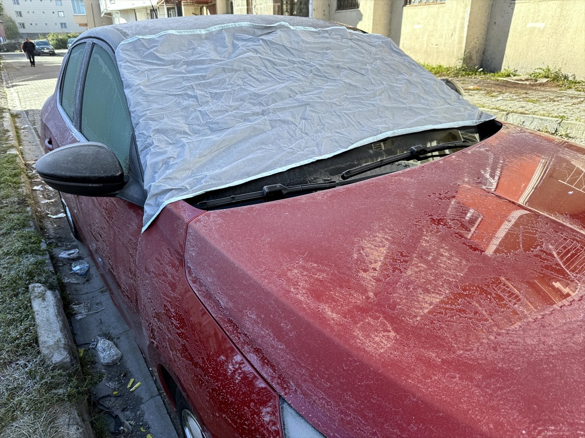 Ardahan'da soğuk hava nedeniyle buzlanma ve kırağı oluştu. Bazı vatandaşlar araçlarını soğuktan...