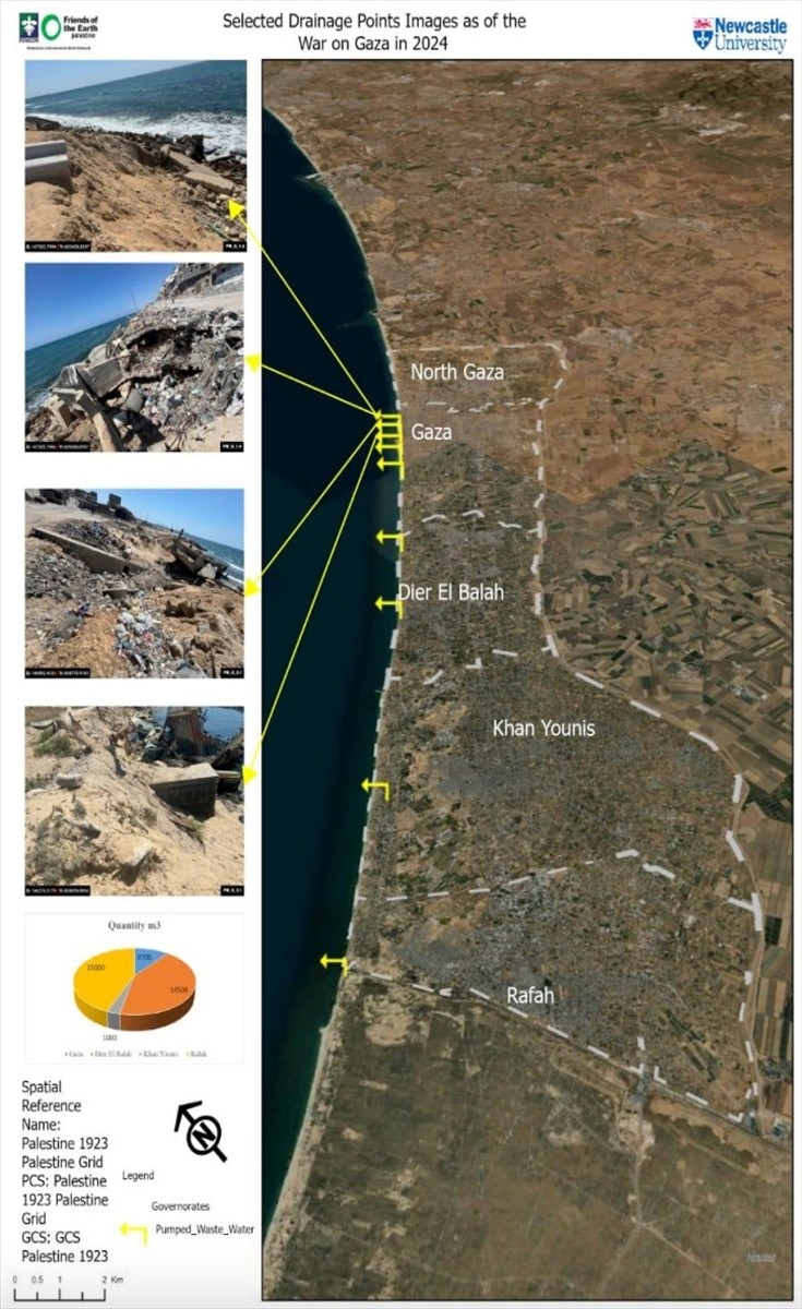 Newcastle Üniversitesi ve Filistin Çevre Örgütleri Ağı tarafından 10 Ekim'de yayımlanan "Gazze'de...